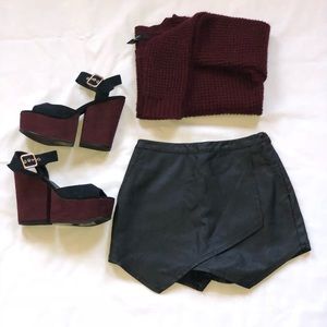 Black Pleather Skort